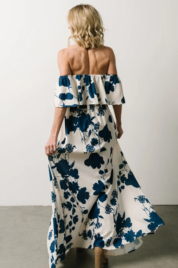 Soi Dresses Berlynn Off Shoulder Maxi Dress | Cream + Navy Floral 6 Soi Dresses Berlynn Off Shoulder Maxi Dress | Cream + Navy Floral