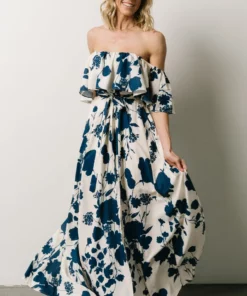 Soi Dresses Berlynn Off Shoulder Maxi Dress | Cream + Navy Floral 9 Soi Dresses Berlynn Off Shoulder Maxi Dress | Cream + Navy Floral