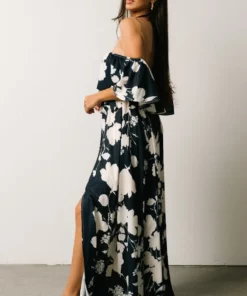 Soi Dresses Berlynn Off Shoulder Maxi Dress | Dark Blue Floral 14 Soi Dresses Berlynn Off Shoulder Maxi Dress | Dark Blue Floral