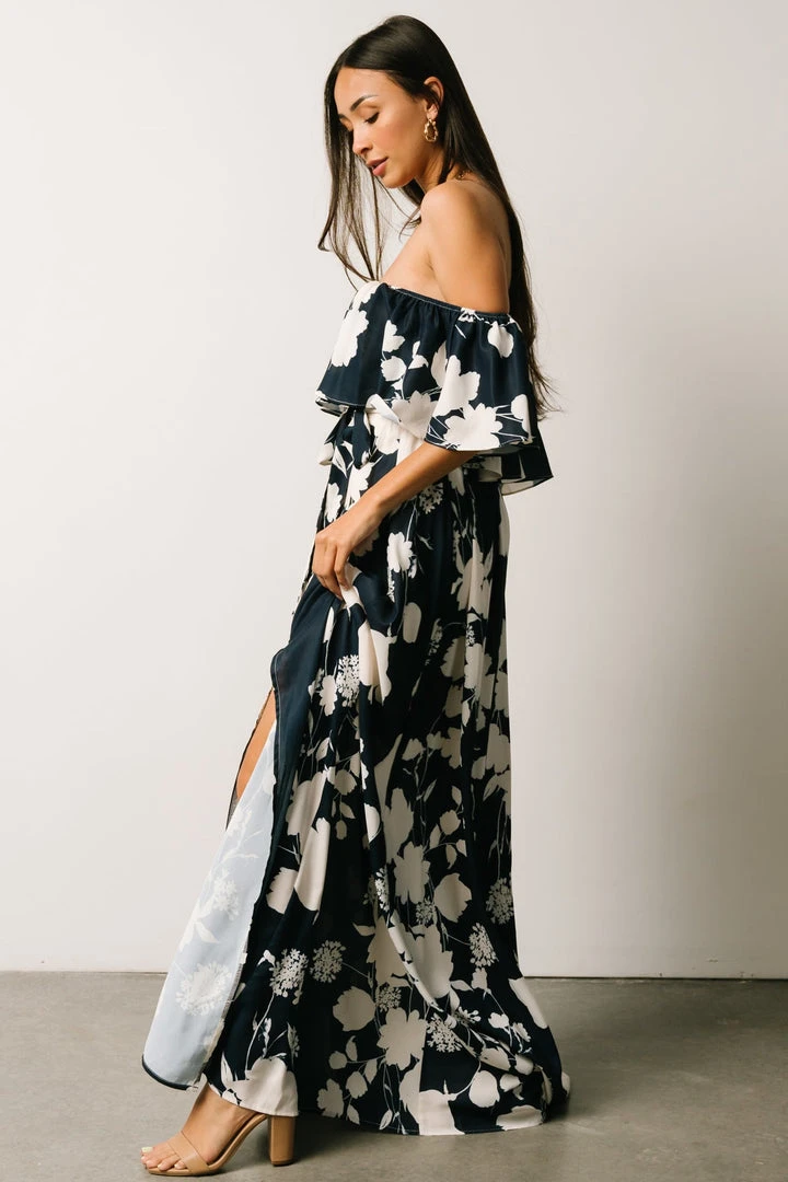 Soi Dresses Berlynn Off Shoulder Maxi Dress | Dark Blue Floral 5 Soi Dresses Berlynn Off Shoulder Maxi Dress | Dark Blue Floral