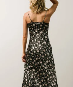 IL Bettie Bias Cut Midi Dress | Black + Cream Multi Floral 10 IL Bettie Bias Cut Midi Dress | Black + Cream Multi Floral