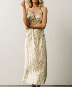 IL Bettie Bias Cut Midi Dress | Cream + Yellow Multi Floral Dresses