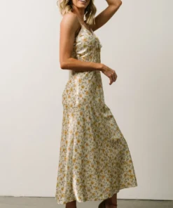 IL Bettie Bias Cut Midi Dress | Cream + Yellow Multi Floral Dresses