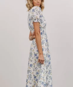 IBS Blakely Eyelet Midi Dress | Blue + White Floral Dresses