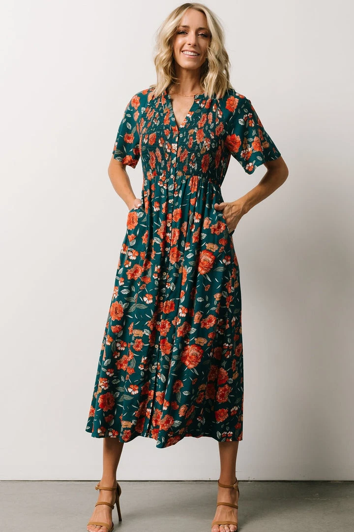 POL Dresses Botega Midi Dress | Jade Multi Floral 1 POL Dresses Botega Midi Dress | Jade Multi Floral