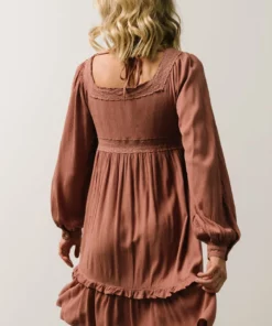 IL Brandie Embroidered Mini Dress | Dark Mauve