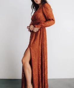 BB Custom Dresses Bridget Textured Maxi Dress | Rust