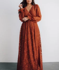 BB Custom Dresses Bridget Textured Maxi Dress | Rust