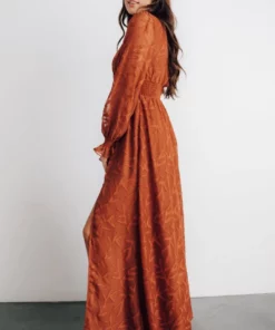 BB Custom Dresses Bridget Textured Maxi Dress | Rust