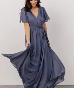 Soi Dresses Brighton Wrap Maxi Dress | Slate Blue