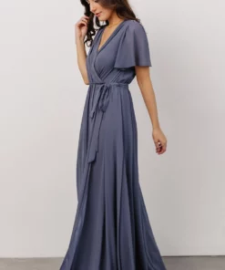 Soi Dresses Brighton Wrap Maxi Dress | Slate Blue