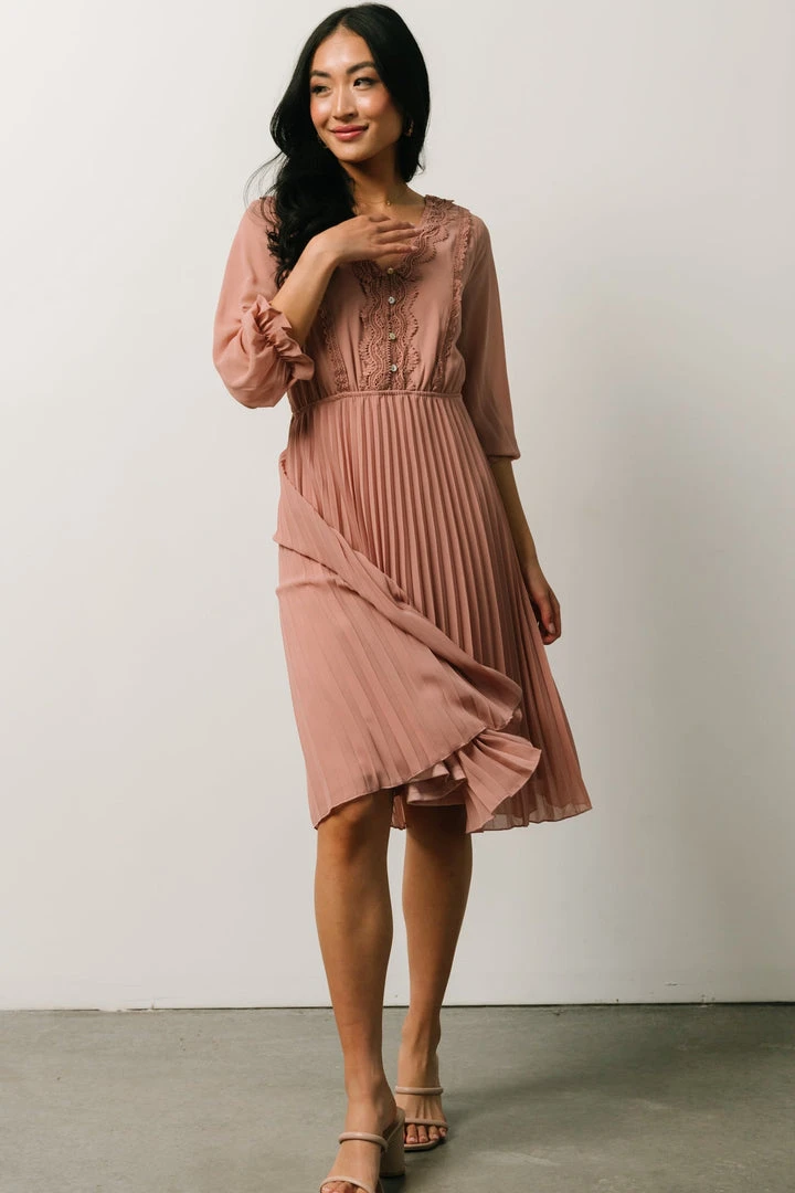 POL Dresses Brinley Pleated Dress | Dusty Mauve 8 POL Dresses Brinley Pleated Dress | Dusty Mauve