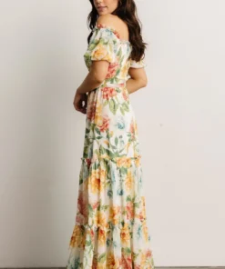 FT Britney Tiered Maxi Dress | Ivory Multi Floral