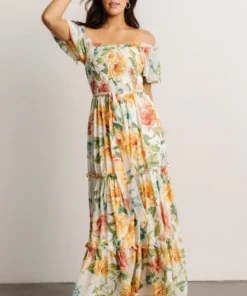 FT Britney Tiered Maxi Dress | Ivory Multi Floral