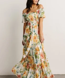 FT Britney Tiered Maxi Dress | Ivory Multi Floral
