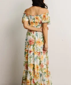 FT Britney Tiered Maxi Dress | Ivory Multi Floral