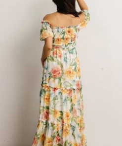 FT Britney Tiered Maxi Dress | Ivory Multi Floral
