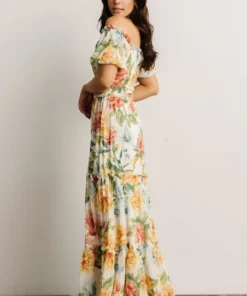 FT Britney Tiered Maxi Dress | Ivory Multi Floral