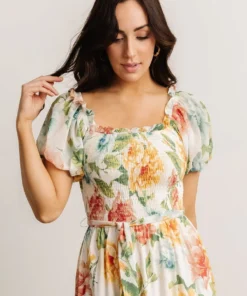 FT Britney Tiered Maxi Dress | Ivory Multi Floral