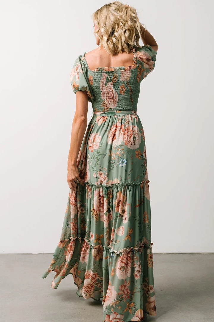 FT Britney Tiered Maxi Dress | Sage Multi Floral Dresses 3 FT Britney Tiered Maxi Dress | Sage Multi Floral Dresses