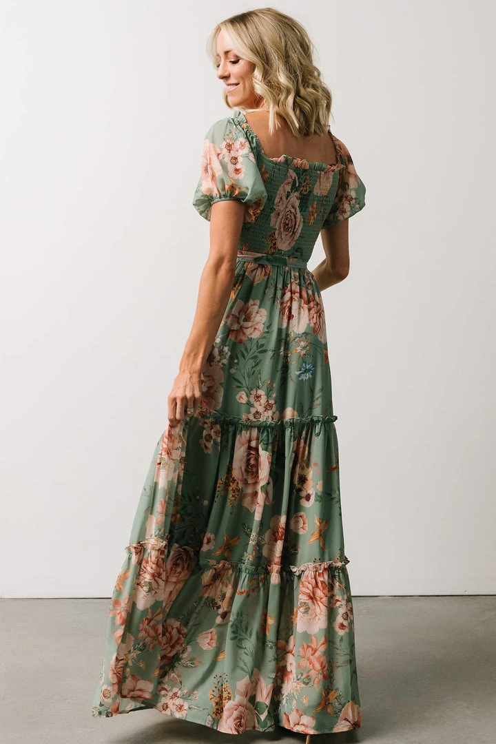 FT Britney Tiered Maxi Dress | Sage Multi Floral Dresses 2 FT Britney Tiered Maxi Dress | Sage Multi Floral Dresses