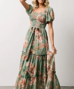 FT Britney Tiered Maxi Dress | Sage Multi Floral Dresses 12 FT Britney Tiered Maxi Dress | Sage Multi Floral Dresses