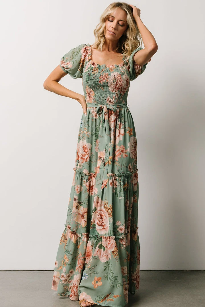 FT Britney Tiered Maxi Dress | Sage Multi Floral Dresses 5 FT Britney Tiered Maxi Dress | Sage Multi Floral Dresses