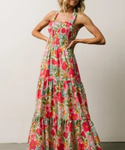 FT Dresses Britt Maxi Dress | Pink + Green Floral Print
