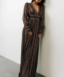 Soi Dresses Bronson Shimmer Gown | Mulberry + Gold