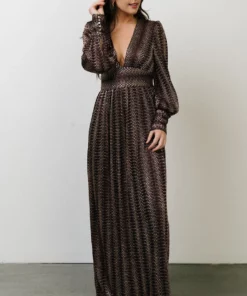 Soi Dresses Bronson Shimmer Gown | Mulberry + Gold