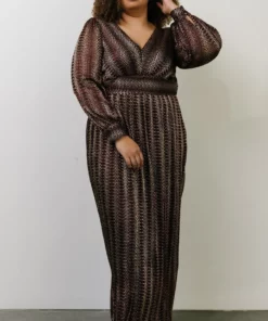 Soi Dresses Bronson Shimmer Gown | Mulberry + Gold