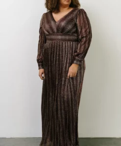 Soi Dresses Bronson Shimmer Gown | Mulberry + Gold