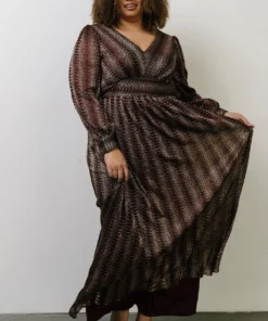 Soi Dresses Bronson Shimmer Gown | Mulberry + Gold