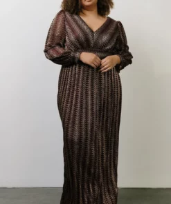 Soi Dresses Bronson Shimmer Gown | Mulberry + Gold