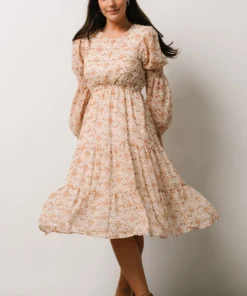 HAY Brooklyn Tiered Midi Dress | Taupe Floral