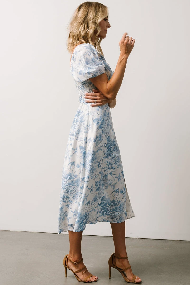 BB Custom Cadence Midi Dress | Blue Floral 4 BB Custom Cadence Midi Dress | Blue Floral