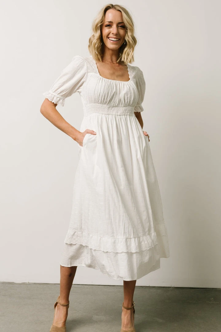 POL Calliope Square Neckline Midi Dress | White 1 POL Calliope Square Neckline Midi Dress | White