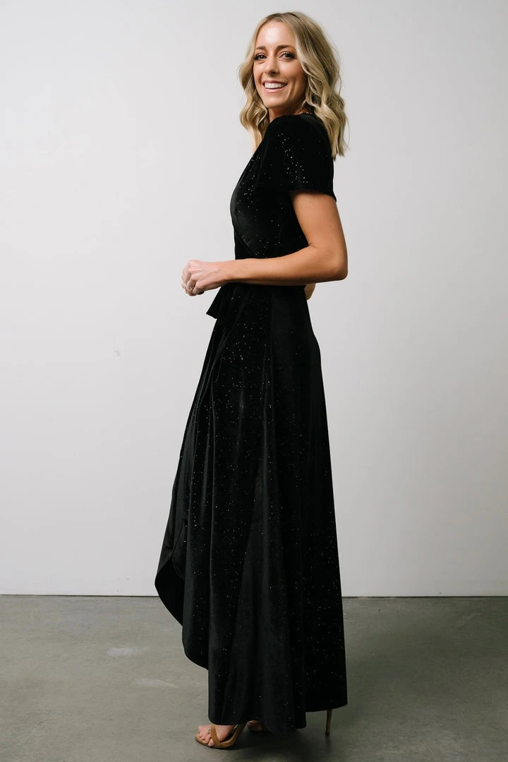 BB Custom Calvin Sparkle Velvet Wrap Dress | Black Dresses 5 BB Custom Calvin Sparkle Velvet Wrap Dress | Black Dresses