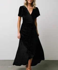 BB Custom Calvin Sparkle Velvet Wrap Dress | Black Dresses 9 BB Custom Calvin Sparkle Velvet Wrap Dress | Black Dresses