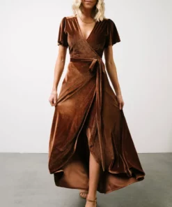 BB Custom Dresses Calvin Sparkle Velvet Wrap Dress | Bronze