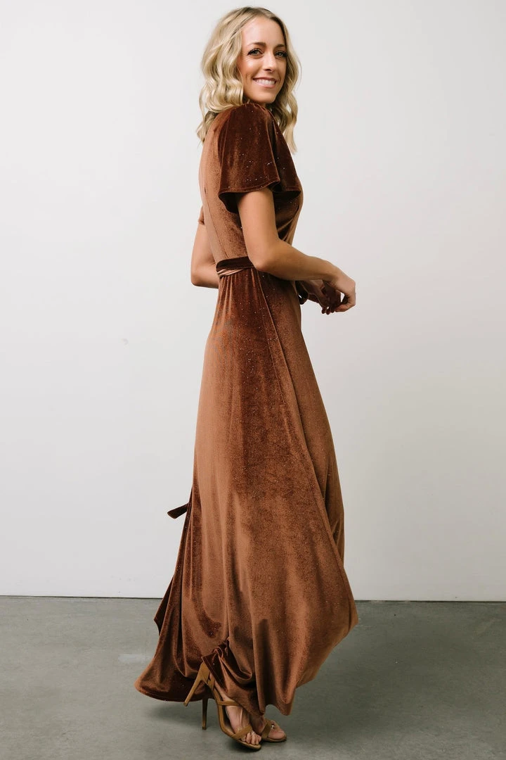 BB Custom Dresses Calvin Sparkle Velvet Wrap Dress | Bronze 4 BB Custom Dresses Calvin Sparkle Velvet Wrap Dress | Bronze