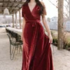 BB Custom Dresses Calvin Sparkle Velvet Wrap Dress | Dusty Clay