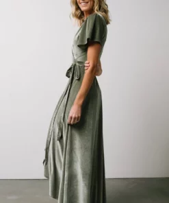 BB Custom Dresses Calvin Sparkle Velvet Wrap Dress | Sage 18 BB Custom Dresses Calvin Sparkle Velvet Wrap Dress | Sage