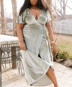 BB Custom Dresses Calvin Sparkle Velvet Wrap Dress | Sage 21 BB Custom Dresses Calvin Sparkle Velvet Wrap Dress | Sage