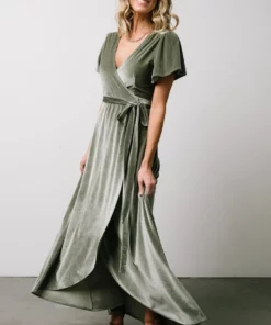 BB Custom Dresses Calvin Sparkle Velvet Wrap Dress | Sage 17 BB Custom Dresses Calvin Sparkle Velvet Wrap Dress | Sage