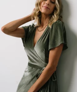 BB Custom Dresses Calvin Sparkle Velvet Wrap Dress | Sage 20 BB Custom Dresses Calvin Sparkle Velvet Wrap Dress | Sage