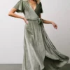 BB Custom Dresses Calvin Sparkle Velvet Wrap Dress | Sage