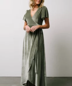 BB Custom Dresses Calvin Sparkle Velvet Wrap Dress | Sage 14 BB Custom Dresses Calvin Sparkle Velvet Wrap Dress | Sage
