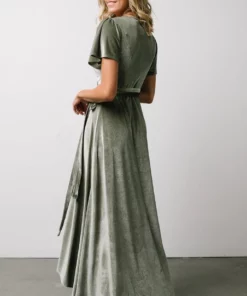 BB Custom Dresses Calvin Sparkle Velvet Wrap Dress | Sage 16 BB Custom Dresses Calvin Sparkle Velvet Wrap Dress | Sage