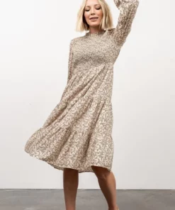 HAY Dresses Cambri Smocked Midi Dress | Beige Floral 13 HAY Dresses Cambri Smocked Midi Dress | Beige Floral